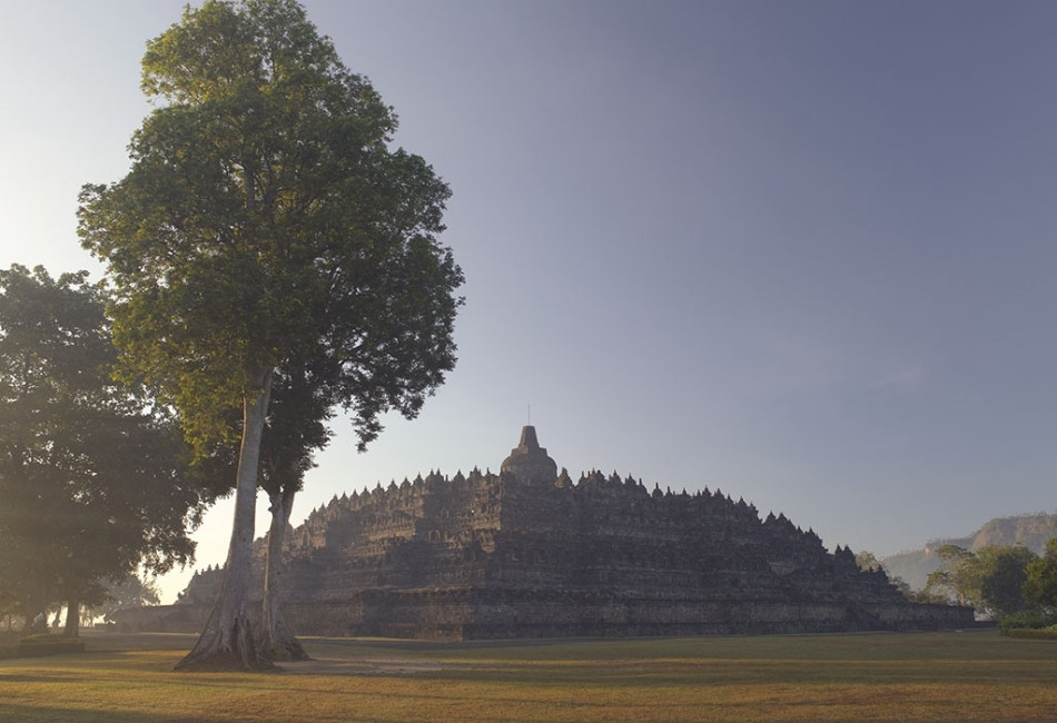 Borobudur Temple at sunrise during a luxury Java holiday in Indonesia