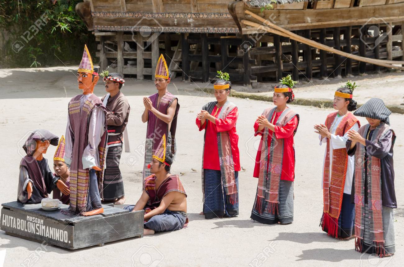 Batak people performing traditional dance on Samosir Island
