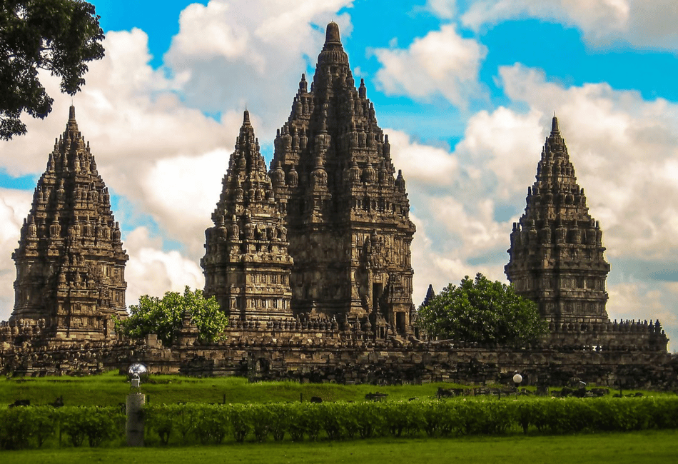 Prambanan Hindu temple complex with its towering stone spires in Yogyakarta