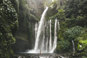 Spectacular Sendang Gile and Tiu Kelep waterfalls cascading through the lush tropical rainforest of Lombok