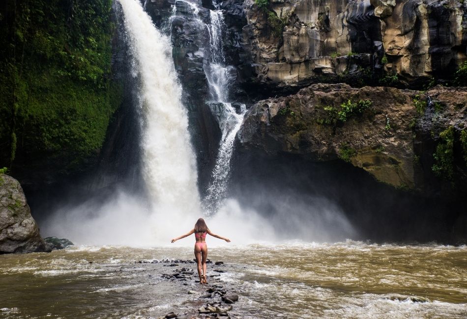 Pretty Girl at Tegenungan Waterfall in Bali